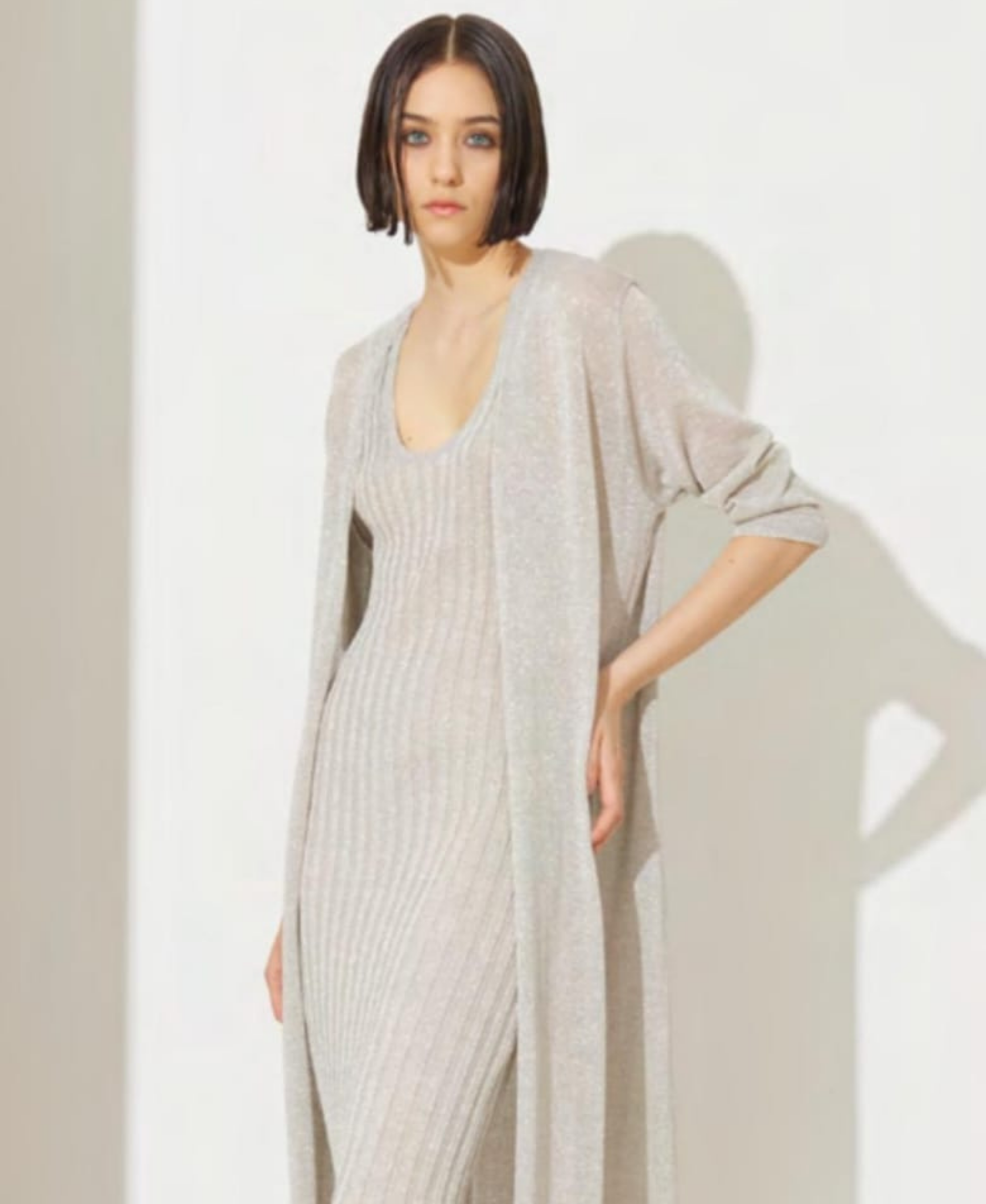Abito in costine - Lurex oro