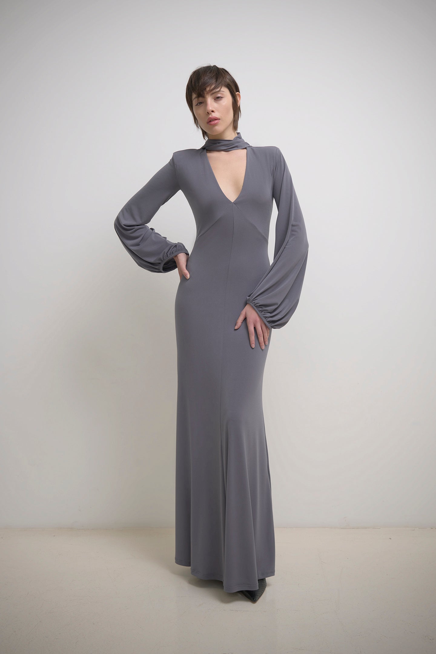 Abito in Jersey con Sciarpino