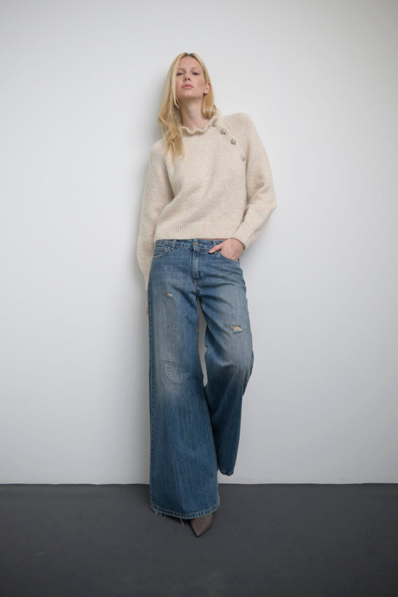 Jeans palazzo elastico in vita