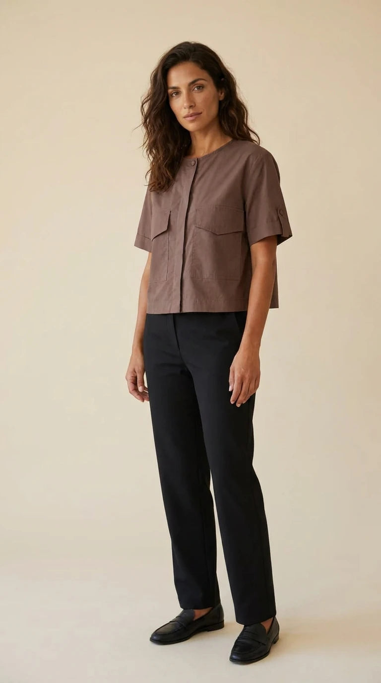 Camicia Cropped 100% Cotone in Fibra Naturale
