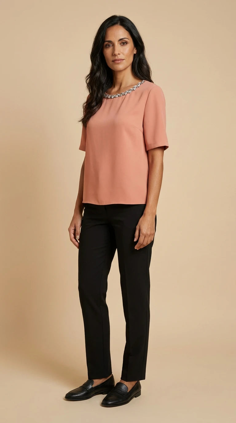 Blusa Mezzo Gomito Tessuto Fluido