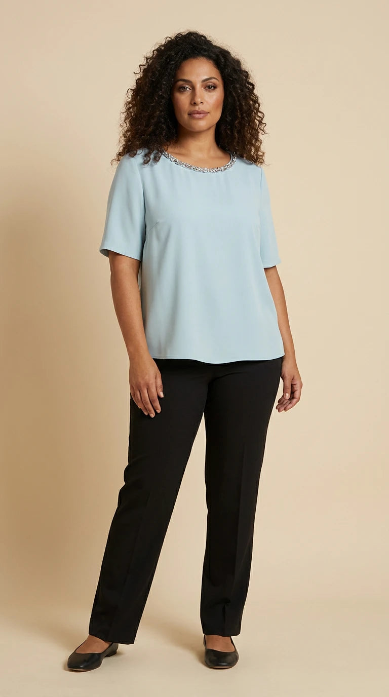Blusa Mezzo Gomito Tessuto Fluido