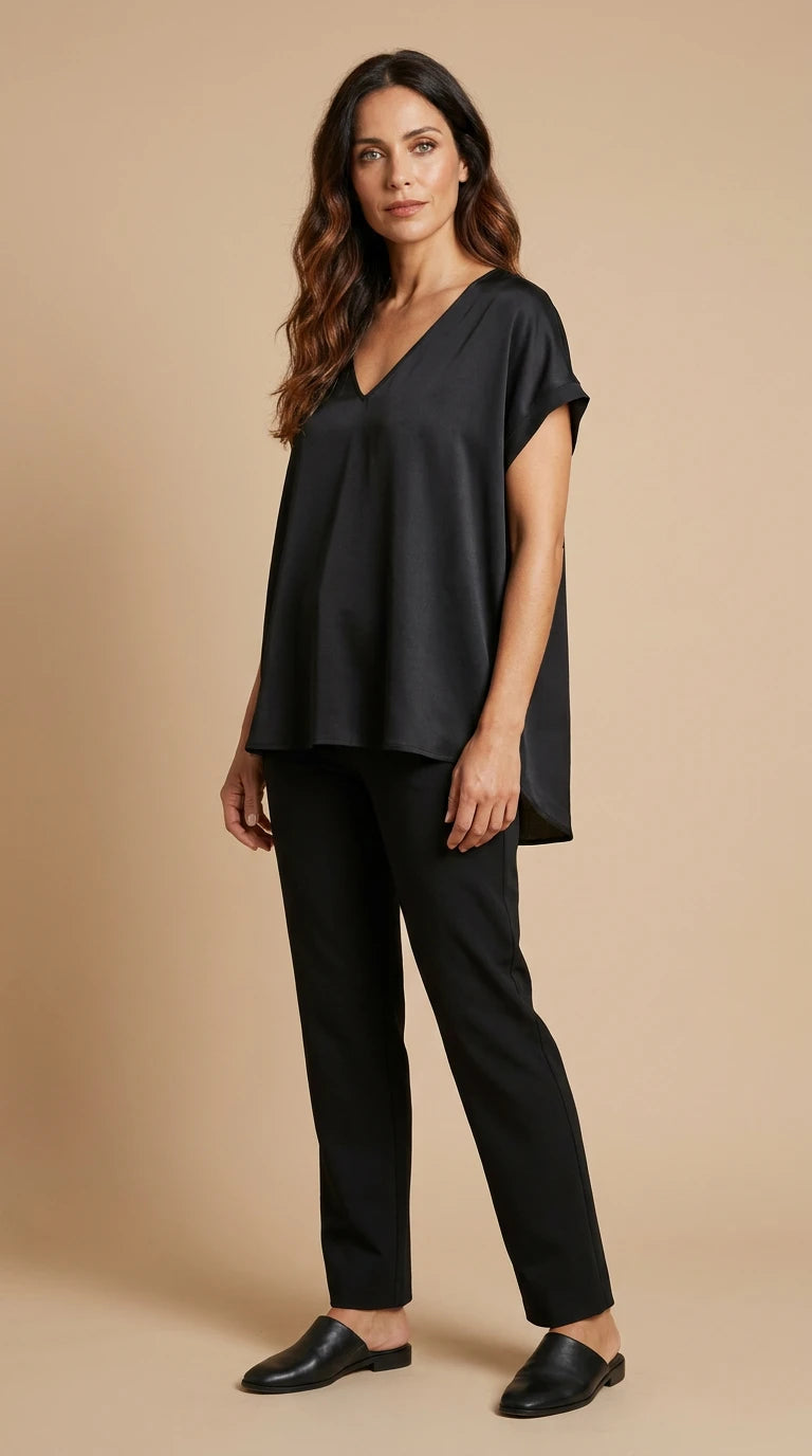 Blusa in Crepe Scollo a V