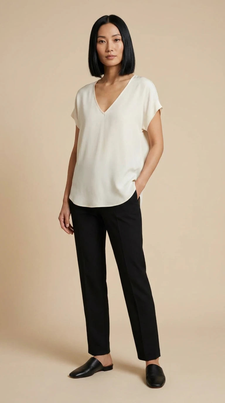 Blusa in Crepe Scollo a V
