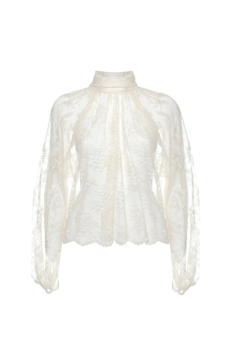 Blusa collo alto con sciarpa