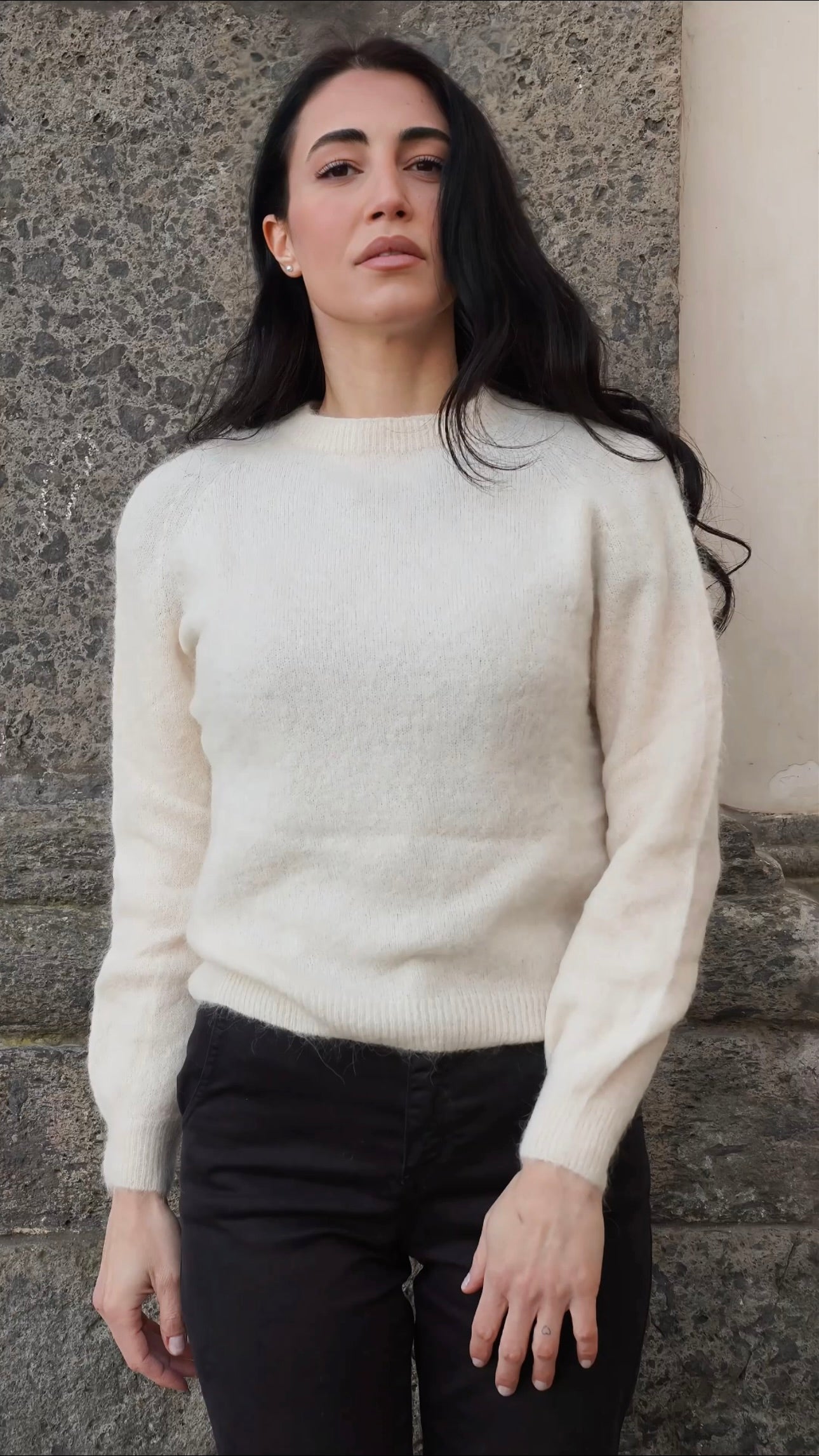 Maglione bianco latte